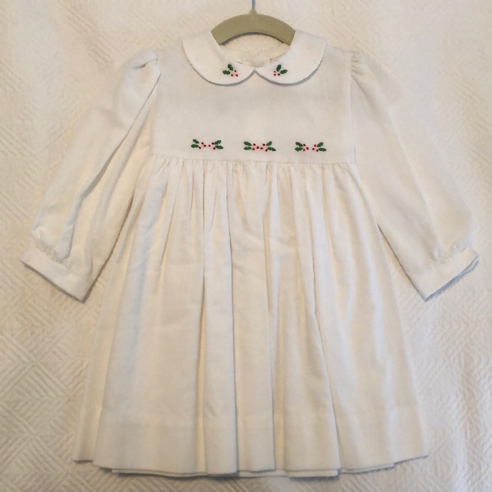 Corduroy Christmas dress with embroidery, size 18m